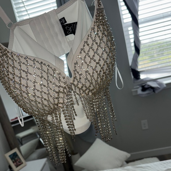 Windsor Silver Rhinestone Crop Top - Picture 8 of 13